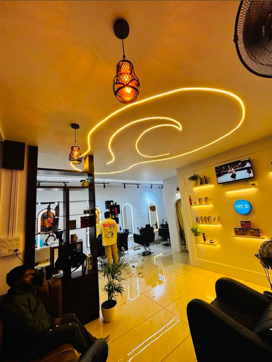 FADE HAIR SALON interior and styling stations